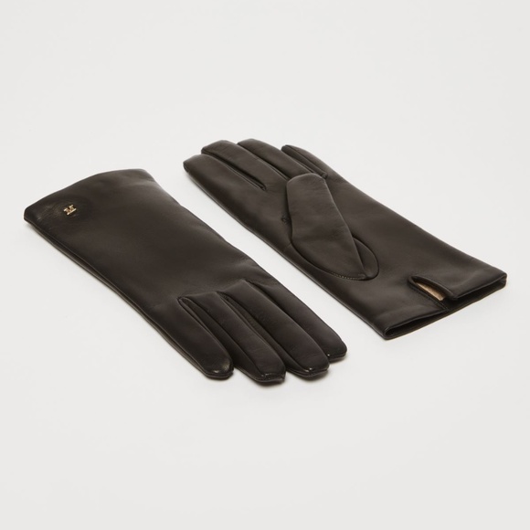 Max Mara Black Spalato Gloves Black Size 7 - Picture 1 of 9